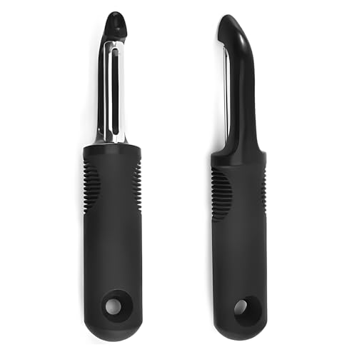 Sparschäler, Schäler, 17.5 * 2.5cm Premium Sparschäler mit Ergonomischem Griff, Extra Scharfer Zweischneidiger Gemüseschäler - Pendelschäler, Stahl/Kunststoff Schwarz Sparschäler, Schäler, 17.5 * 2.5cm Premium Sparschäler mit Ergonomischem Griff, Extra Scharfer Zweischneidiger Gemüseschäler - Pendelschäler, Stahl/Kunststoff Schwarz von TANGHSE