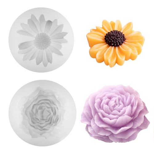 2 Stück Gießformen Silikon Blumen, Pfingstrose Kerzen Gießen Formen, Daisy Kerzen Silikonformen, 70x70x25 mm Silikonformen Blume, Kerzenform Silikon Blumen Silikonform, für Fondant, Gips, Sojawachs 2 Stück Gießformen Silikon Blumen, Pfingstrose Kerzen Gießen Formen, Daisy Kerzen Silikonformen, 70x70x25 mm Silikonformen Blume, Kerzenform Silikon Blumen Silikonform, für Fondant, Gips, Sojawachs von TANGJJY