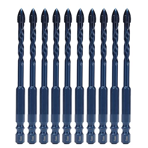 10Pcs Cross Spearhead Carbide Drill Bits, 1/4in Hex Shank, for Ceramic Tile Glass Marble, Reinforced Design, Rustproof, Easy to Install (6mm hole diameter) von TANIQIACA