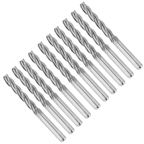 10pcs Carbid CNC 4 Flötenspiralbit -Endmühlen -Cutter 3.175 x 22 mm, Silbermühlenschneider für Acryl -PVC -Hartholz, hohe Festigkeit Biegung, präzises einfaches Schneiden, kommt von TANIQIACA