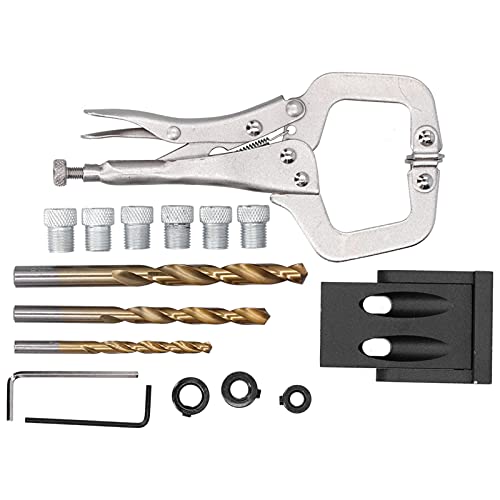 16Pcs Electric Drill Punch Tool Kit, 15° Oblique Hole Locator, Ti‑Plated Drill Bit, Woodworking Install Accessory with Locator, Bits, Wrenches, Rings 16Pcs Electric Drill Punch Tool Kit, 15° Oblique Hole Locator, Ti‑Plated Drill Bit, Woodworking Install Accessory with Locator, Bits, Wrenches, Rings von TANIQIACA