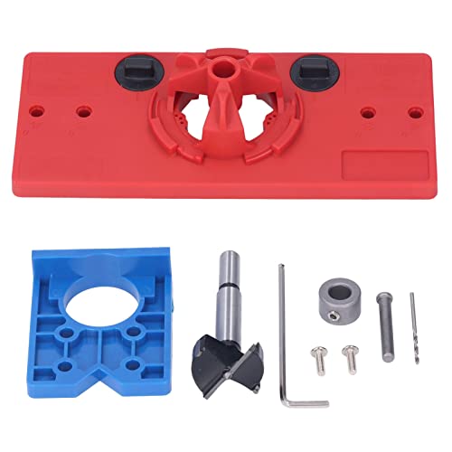 35 -mm -Scharnier -Loch -Sägen -Jig -Bohrhandbuch, genauer Positionierungslokator für Möbeltürschlösser, ABS -Material, geeignet für verschiedene Bohrer, komplettes Zubehör -Kit (Red) von TANIQIACA