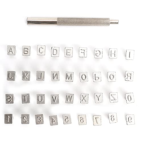 37pcs Alphabet Punch Set, Alloy Steel DIY Leder -Handwerkzeugkit, enthält 26 Buchstaben und 10 Nummern für handgefertigte Taschen, Kleidung, Schuhe Verzierung von TANIQIACA