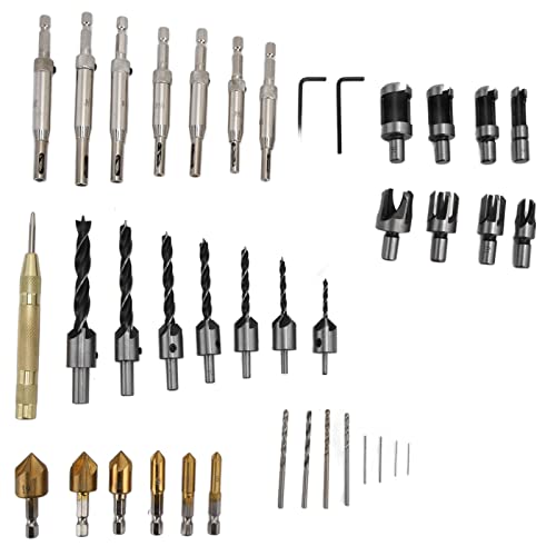 39pcs Cork Drill Bit Kit, Krampf -Hex -Shank -Schaft -Bits, schneller Chipentfernung, Hochgeschwindigkeitsstahl, mit zentralem Stanzwerkzeug für Holzbearbeitung 39pcs Cork Drill Bit Kit, Krampf -Hex -Shank -Schaft -Bits, schneller Chipentfernung, Hochgeschwindigkeitsstahl, mit zentralem Stanzwerkzeug für Holzbearbeitung von TANIQIACA