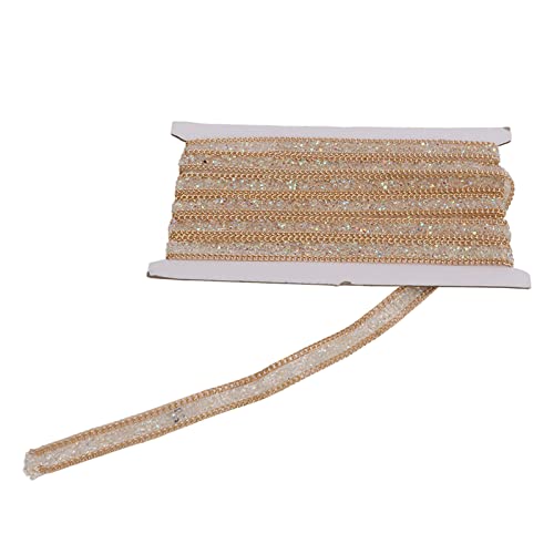 5 Yards Shiny Self Adhesive Rhinestone Ribbons, Golden Bling DIY Rhinestone Ribbons, Good Adhesion, 1.5cm Width, for Sewing Party Decor von TANIQIACA