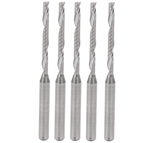 5 pcs Wolfram -Stahl -Spiralrouter -Bit Set, 3,175 mm Schaftholzschnitzermahlen, 2 mm Schneiderkopf, 22 mm, Hochgeschwindigkeitsverarbeitung für den professionellen Gebrauch von TANIQIACA