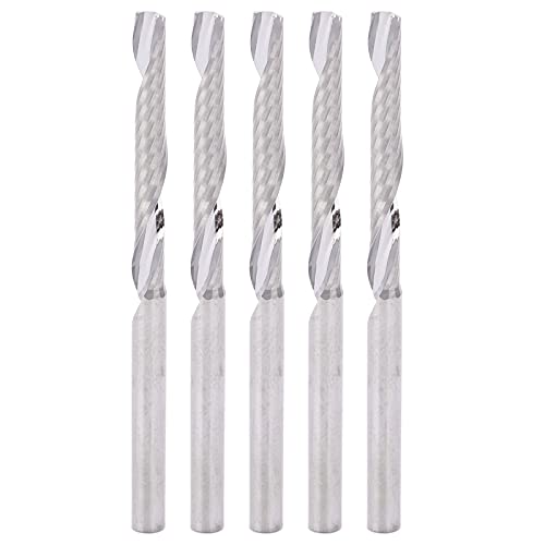 5pcs Tungsten Steel Single Flute Spiral Milling Cutter, 3.175x3.175x25x50mm End Mills for CNC Machines, High Hardness and Wear , Mirror Polished with High 5pcs Tungsten Steel Single Flute Spiral Milling Cutter, 3.175x3.175x25x50mm End Mills for CNC Machines, High Hardness and Wear , Mirror Polished with High von TANIQIACA