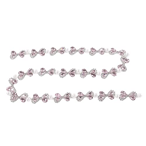 Bow Shape Pearl Inlaid Rhinestone Trim, 1 Yard Shiny Crystal Glass Rhinestone Strip, outstanding for DIY Clothing Necklaces Accessories Decoration (Roseate) von TANIQIACA