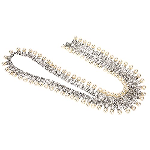 Perle Strasskette Anhänger, DIY -Nähzubehör für Kleidung Brautkleider, 2 cm breite silberne Klauenkette mit Kristallglas -Strass -Perle von TANIQIACA