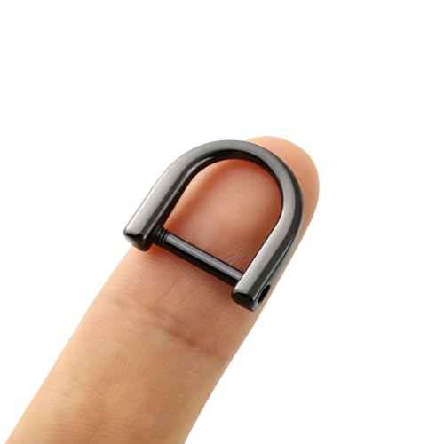 6 Stück Winzige D-Ringe Schäkel Schraubring für Schlüsselhalter, Reißverschlussabzieher Geldbörse Ersatz Paracord Armband 0,9 Zoll Innenstange, Schwarz von TANJUN