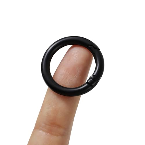 Federringe Metall Runde Federringe mit Karabinerhaken Ersatz für Handtasche Umhängetasche (20mm,Schwarz) von TANJUN