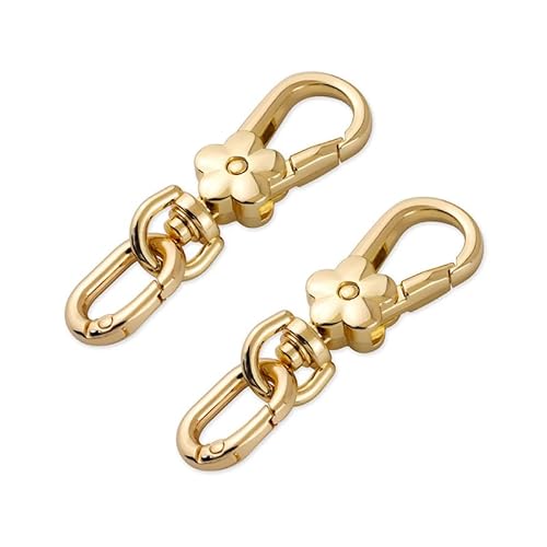 Handtaschen-Verschlüsse, Mehrzweck-Griff-Clips, Schlüsselanhänger, Drehgelenk, Karabinerhaken, Karabinerhaken für Rucksackgurt, Zubehör, Goldfarben, 2 Stück Handtaschen-Verschlüsse, Mehrzweck-Griff-Clips, Schlüsselanhänger, Drehgelenk, Karabinerhaken, Karabinerhaken für Rucksackgurt, Zubehör, Goldfarben, 2 Stück von TANJUN