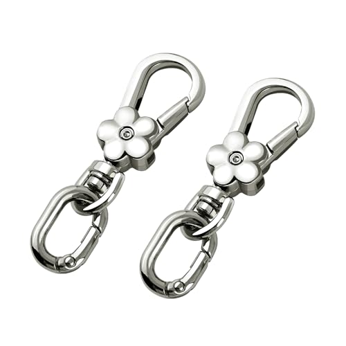 Handtaschen-Verschlüsse, Mehrzweck-Griff-Clips, Schlüsselanhänger, Drehgelenk, Karabinerhaken, Karabinerhaken für Rucksackgurt, Zubehör, Silberfarben, 2 Stück Handtaschen-Verschlüsse, Mehrzweck-Griff-Clips, Schlüsselanhänger, Drehgelenk, Karabinerhaken, Karabinerhaken für Rucksackgurt, Zubehör, Silberfarben, 2 Stück von TANJUN