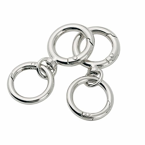 Karabinerhaken mit Drehgelenk, Schlüsselband, Schlüsselanhänger, Karabinerhaken, Federclip, Karabinerhaken mit Ring für Schlüssel, Schlüsselbänder, Schmuck, Bastelbedarf (Silber) von TANJUN