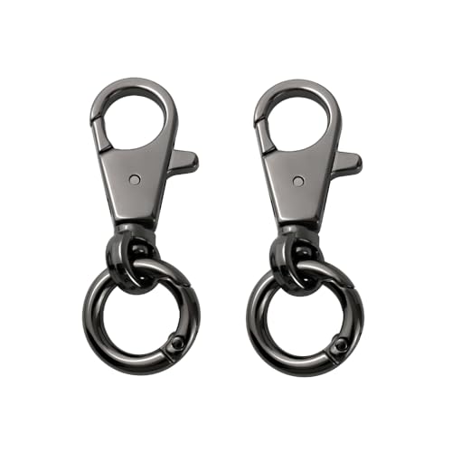 Karabinerhaken mit doppelter Öffnung, robust, Metall, Drehgelenk, Karabinerverschluss, Schlüsselanhänger, Geldbörse, Zubehör, Schwarz, 2 Stück Karabinerhaken mit doppelter Öffnung, robust, Metall, Drehgelenk, Karabinerverschluss, Schlüsselanhänger, Geldbörse, Zubehör, Schwarz, 2 Stück von TANJUN
