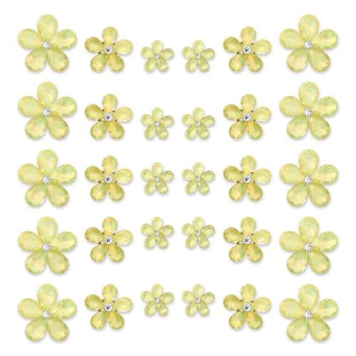 TANOSII 30 Stück Wassertropfenförmige Glas-Strasssteine, Blume, Zinklegierung, Kristall-Edelsteine, Blume für Schmuck, Handwerk, Kleidung, Schuhe, Kostüm, Kleidung, Auto, Luftauslass, Zubehör, Gelb von TANOSII