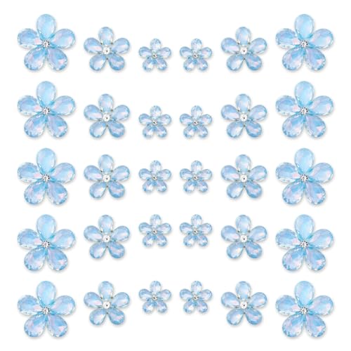 TANOSII 30 Stück Wassertropfenförmige Glas-Strasssteine, Blume, Zinklegierung, Kristall-Edelsteine, Blume für Schmuck, Handwerk, Kleidung, Schuhe, Kostüm, Kleidung, Auto, Luftauslasszubehör, Meerblau von TANOSII