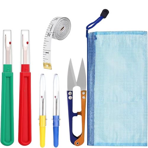 TANSAR 6 Stück Nahttrenner Satz, Groß/Klein Nähen Nahtauftrenner mit Schutzkappe, Nähzubehör für Nähmaschine, Auftrenner für Nähte, Seam Ripper mit Trimmschere von TANSAR
