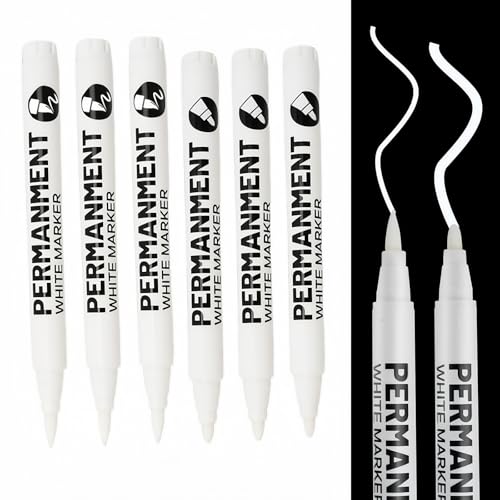 TANSAR 6 Stück Permanent Marker Weiß, Acrylstifte Wasserfester Stift, 1-2 mm und 0,5-5 mm Fadenbreite, Schnell Trocknender, für Holz, Glas, Stein, Karton, Metall, Keramik, Leinwand, Stoff TANSAR 6 Stück Permanent Marker Weiß, Acrylstifte Wasserfester Stift, 1-2 mm und 0,5-5 mm Fadenbreite, Schnell Trocknender, für Holz, Glas, Stein, Karton, Metall, Keramik, Leinwand, Stoff von TANSAR