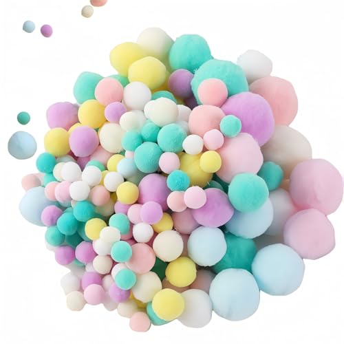 TANSAR Pompons zum Basteln, 260 Stück Kleine Pompoms, Filzkugeln Bunt, Bommel zum Basteln für DIY Kreativen Handwerk Dekorationen, 1cm, 1,5cm, 2cm, 2,5cm, 3cm Pompons(5 Größen) von TANSAR
