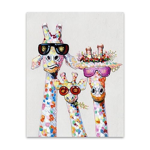 TANYANG Giraffenfamilie, Wandkunst, Leinwanddruck, Tierbild, Gemälde Für Wohnzimmer, Heimdekoration, Kinderzimmer 40X50Cm Kein Rahmen von TANYANG
