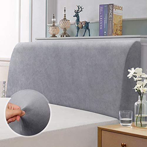 TAOCOCO Kopfteilbezug für Bett, elastisch aus Stretchmaterial, weicher Samtstoff, einfarbig, vollständige Abdeckung, waschbar, pflegeleicht, Kopfteil Abdeckung, Hellgrau, Breite 180-200 cm TAOCOCO Kopfteilbezug für Bett, elastisch aus Stretchmaterial, weicher Samtstoff, einfarbig, vollständige Abdeckung, waschbar, pflegeleicht, Kopfteil Abdeckung, Hellgrau, Breite 180-200 cm von TAOCOCO