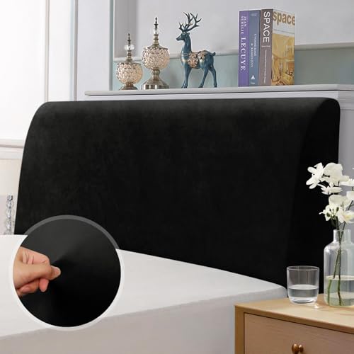 TAOCOCO Kopfteilbezug für Bett, elastisch aus Stretchmaterial, weicher Samtstoff, einfarbig, vollständige Abdeckung, waschbar, pflegeleicht, Kopfteil Abdeckung, Schwarz, Breite 200-220 cm TAOCOCO Kopfteilbezug für Bett, elastisch aus Stretchmaterial, weicher Samtstoff, einfarbig, vollständige Abdeckung, waschbar, pflegeleicht, Kopfteil Abdeckung, Schwarz, Breite 200-220 cm von TAOCOCO