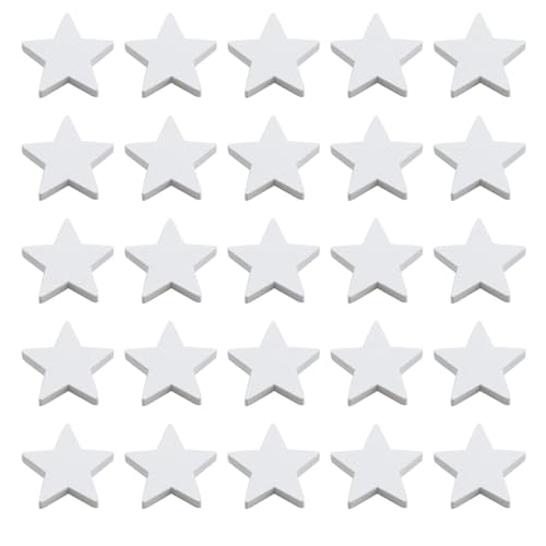 TAODAN 100 Stück 2,54 x 2,54 x 0,48 cm Holz-Stern-Ornamente, geeignet für DIY-Malerei, Zuhause, mehrlagiges Tablett, Urlaub, Weihnachtsdekoration von TAODAN