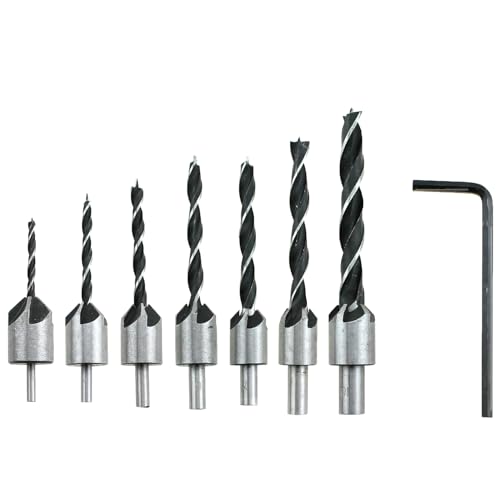 TAODAN 7-teiliges Tauchbohrer-Set, Holzbearbeitung und Tischlerei, Kegelsenker, 3–10 mm, Karbonstahl, Pilotschraubenlochbohrer mit Sechskantschlüssel für Hand-/Tisch-/Elektrobohrmaschine TAODAN 7-teiliges Tauchbohrer-Set, Holzbearbeitung und Tischlerei, Kegelsenker, 3–10 mm, Karbonstahl, Pilotschraubenlochbohrer mit Sechskantschlüssel für Hand-/Tisch-/Elektrobohrmaschine von TAODAN