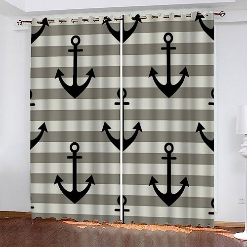 TAOLU Vorhang Blickdicht 150x166cm Anker Gardinen Mit 12 Ösen 3D Polyester Schallschutz Vorhänge Nautisch Ozean Grau Verdunkelungsvorhang 2Er Set Wohnzimmer Kinderzimmer Thermovorhang TAOLU Vorhang Blickdicht 150x166cm Anker Gardinen Mit 12 Ösen 3D Polyester Schallschutz Vorhänge Nautisch Ozean Grau Verdunkelungsvorhang 2Er Set Wohnzimmer Kinderzimmer Thermovorhang von TAOLU