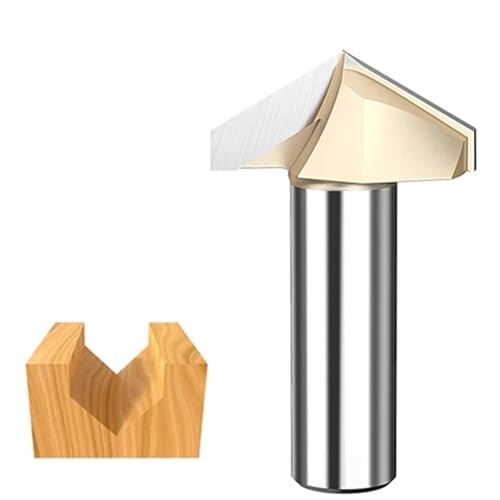 1/2 Zoll Schaft V-Nut-Fräser, 120 150 Grad Hartmetall-Holzbearbeitungs-Gravier-Schlitzfräser-Werkzeug(1pc 12.7x63x150) von TAOMENJS
