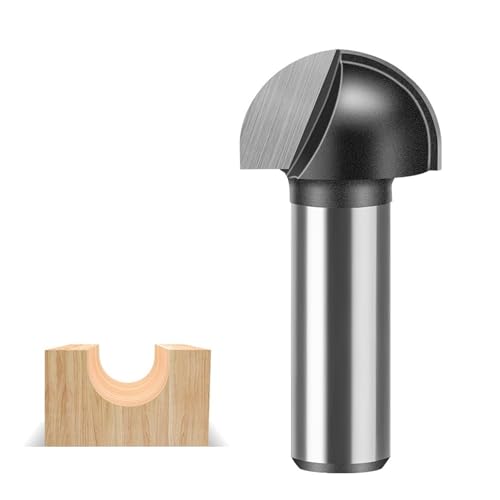 1/4 Zoll 1/2 Zoll Schaft Rundkopf Cove Core Box Router Bit, Graviermaschine Fräser Holzbearbeitungswerkzeuge(12.7X25.4mm) von TAOMENJS