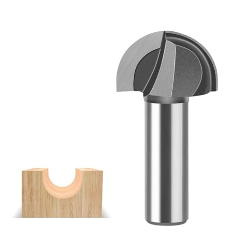1/4 Zoll 1/2 Zoll Schaft Rundkopf Cove Core Box Router Bit, Graviermaschine Fräser Holzbearbeitungswerkzeuge(12.7X28.6mm) von TAOMENJS