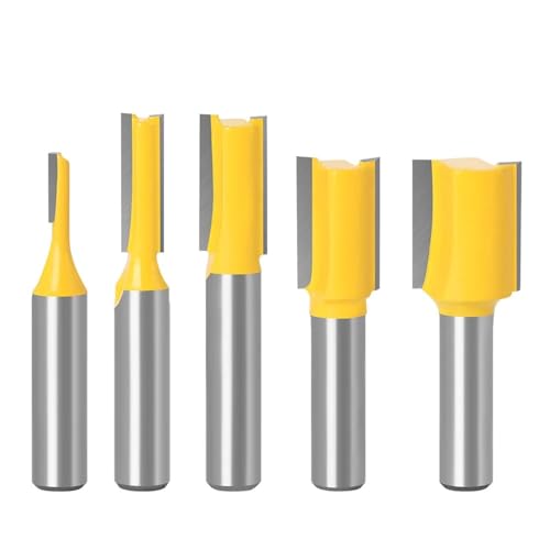 1 STÜCK/5 STÜCK Gerader Fräser, 8 mm Schaft, Wolframkarbid, Einzel- und Doppelnut, Nutfräser for die Holzbearbeitung(5pcs) von TAOMENJS