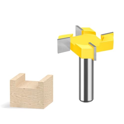1 Stück Hartmetall-4-Flügel-Fräser for die Oberflächenbearbeitung von Spoilboards, 12 mm, 1/2 Zoll Schaft, T-Typ, Schlitzfräser for die Holzbearbeitung(12.7X50.8X12.7-Y) von TAOMENJS