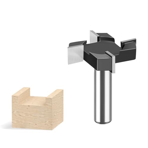 1 Stück Hartmetall-4-Flügel-Fräser for die Oberflächenbearbeitung von Spoilboards, 12 mm, 1/2 Zoll Schaft, T-Typ, Schlitzfräser for die Holzbearbeitung(12X50.8X12.7-B) von TAOMENJS