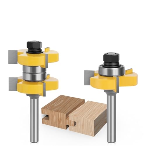 2-teiliges Nut- und Federfräser-Set, 8 mm Schaft, 3 Zähne, T-förmiger Verbindungsfräser for die Holzbearbeitung, 47,6 mm Schnittdurchmesser, Zapfenfräser 2-teiliges Nut- und Federfräser-Set, 8 mm Schaft, 3 Zähne, T-förmiger Verbindungsfräser for die Holzbearbeitung, 47,6 mm Schnittdurchmesser, Zapfenfräser von TAOMENJS