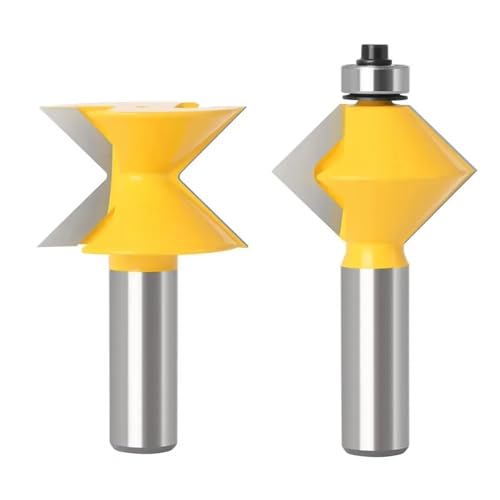 2-teiliges abgestimmtes Nut- und Federfräser-Set mit Kantenanleimung, 12 mm 1/2 Zoll Schaft, 90-Grad-V-Nut, Holzbearbeitungs-Gelenkfräser(12mm) von TAOMENJS