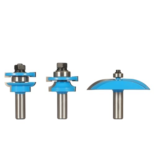 3-teiliges Set, runder Fräser for erhöhte Schranktüren, 1/2-Zoll-Schaft, Schiene und Holm, Hartmetall-Fräser for die Holzbearbeitung, Nut- und Federfräser von TAOMENJS