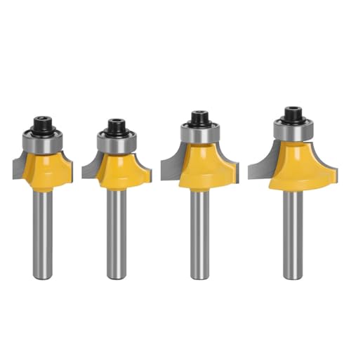 4 Stück Fräser for Formen von runden Kanten, 6 mm, 1/4 Zoll Schaft, Wolframkarbid, Fräswerkzeug for die Holzbearbeitung(6mm set) von TAOMENJS