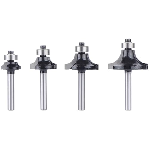 4-teiliges Abrundungsfräser-Set, 1/4-Zoll-Schaft, Holzbearbeitungswerkzeug, Eckenrundungskantenformung, Hartmetall-Fräser von TAOMENJS