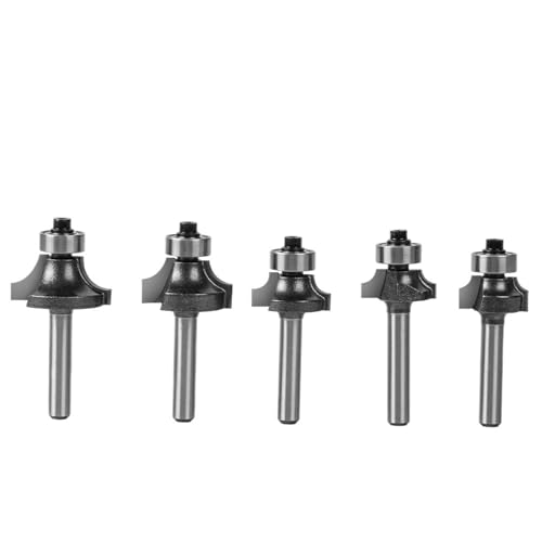 5-teiliges Roundover-Kantenfräser-Bit-Set, 6 mm 1/4 Zoll Schaft, Eckenformungs-Fräser-Werkzeug(5pcs 6.35mm) von TAOMENJS