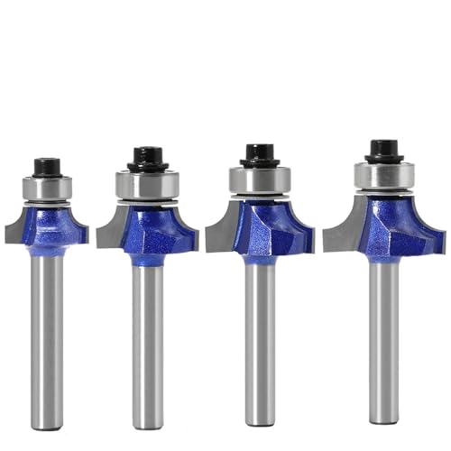 6MM Schaft Runde Über Router Bits, Holzbearbeitung Ecke Abrundungen Kanten Fräser Schneiden Durchmesser 1/4 Zoll 5/16 Zoll 3/8 Zoll 1/2 Zoll(4pcs) von TAOMENJS
