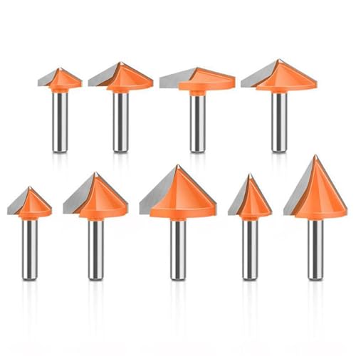 9-teiliges 60/90/120/150-Grad-V-Nut-Fräser-Set, 8-mm-Schaft, CNC-Gravur-Hartmetall-Fräserwerkzeug for die Holzbearbeitung von TAOMENJS
