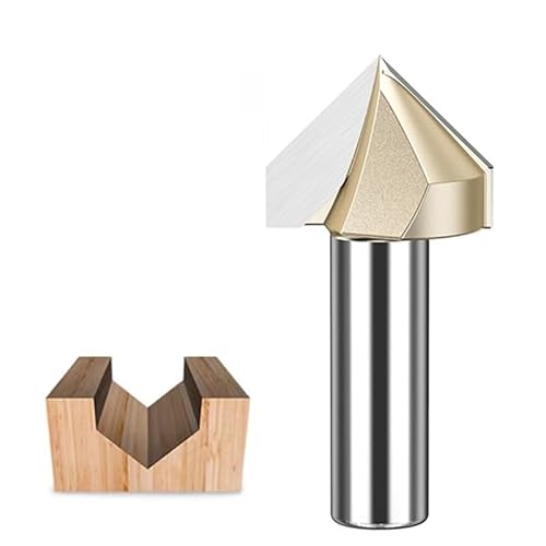 90-Grad-V-Nut-Fräser, 1/4 1/2 Zoll Schaft, Doppelflöte, Holzbearbeitung, Gravurfräser, Fasenfräser(1pc 12.7x7.96) von TAOMENJS
