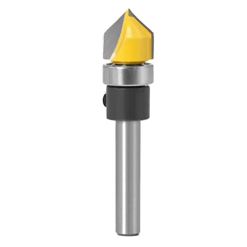 90-Grad-V-Nut-Fräser, 6 mm, 1/4 Zoll Schaft, hartmetallbestückt, 2-schneidig, CNC-Gravur, Holzbearbeitungsfräser, Fasenfräser(6mm shank) von TAOMENJS