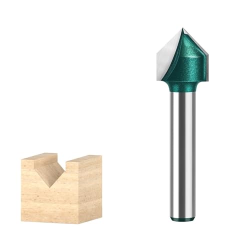90-Grad-V-Nut-Fräser, 6 mm 1/4 Zoll Schaft CNC-Gravur V-Nut-Holzbearbeitungs-Schlitzwerkzeug(6X9.52mm) von TAOMENJS