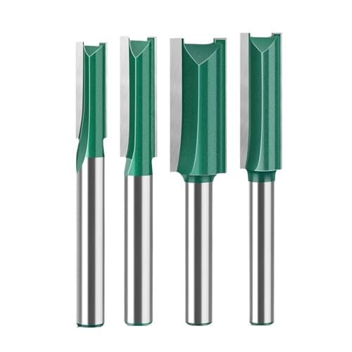 Doppelschneidiger gerader Fräser, 6 mm 1/4 Zoll Schaft, Wolframkarbid, Bündigfräser, Schneidwerkzeuge for die Holzbearbeitung(4PCS 0.5in Shank) von TAOMENJS