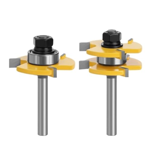 Nut- und Federfräser-Set, 8 mm Schaft, 3 Zähne, T-förmiger Holzfräser, Schnittnuthöhe 1/4 Zoll Nut- und Federfräser-Set, 8 mm Schaft, 3 Zähne, T-förmiger Holzfräser, Schnittnuthöhe 1/4 Zoll von TAOMENJS