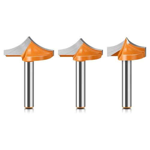 Rillenfräser mit Rundungsspitze, 6 mm, 1/4 Zoll Schaft, 2 Nuten, Vollhartmetall-Fräser for die Holzbearbeitung(3Pcs 6.35mm Shank) von TAOMENJS